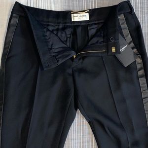 Saint Laurent Leather Stripe Tailored Trousers